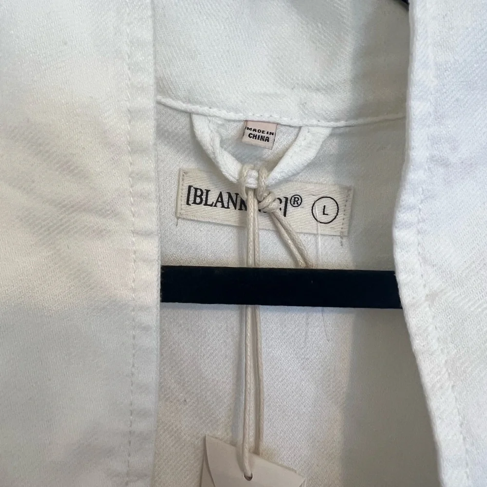 Blank NYC White Utility Jacket with Classic Design cotton and linen mix size L - Picture 2 of 3
